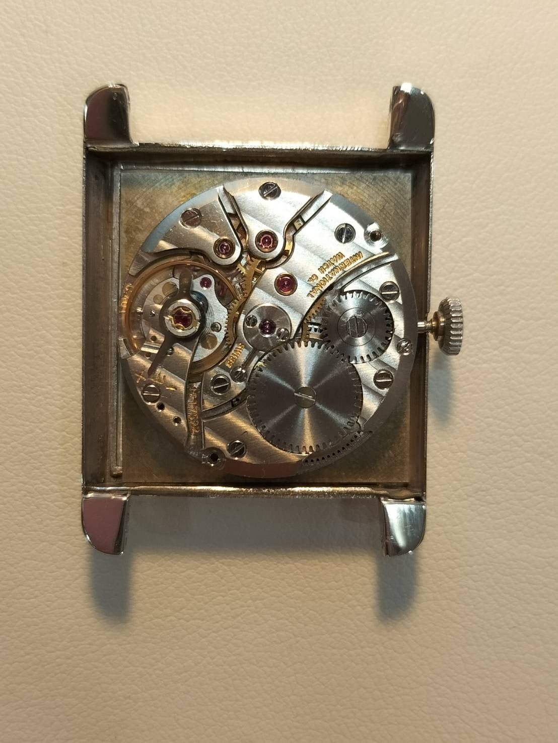 IWC Old Inter manual winding Cal.C.401 Pm900 leather watch with genuine stainless steel buckle, silver dial, overhauled.