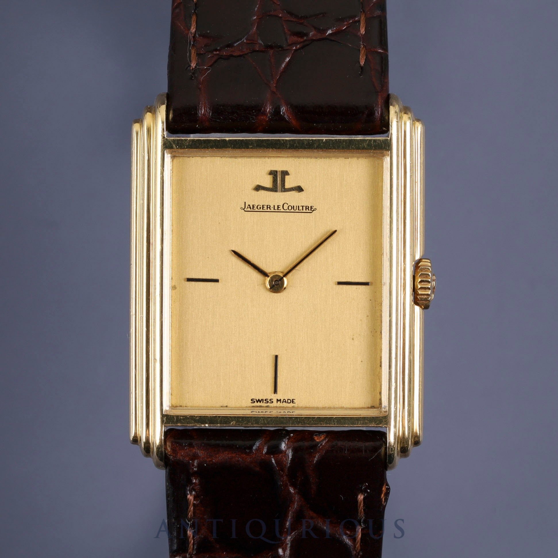 Jaeger-LeCoultre Rectangular 6149.21 Manual winding 750YG Leather Aftermarket buckle (GP) Gold dial Overhauled