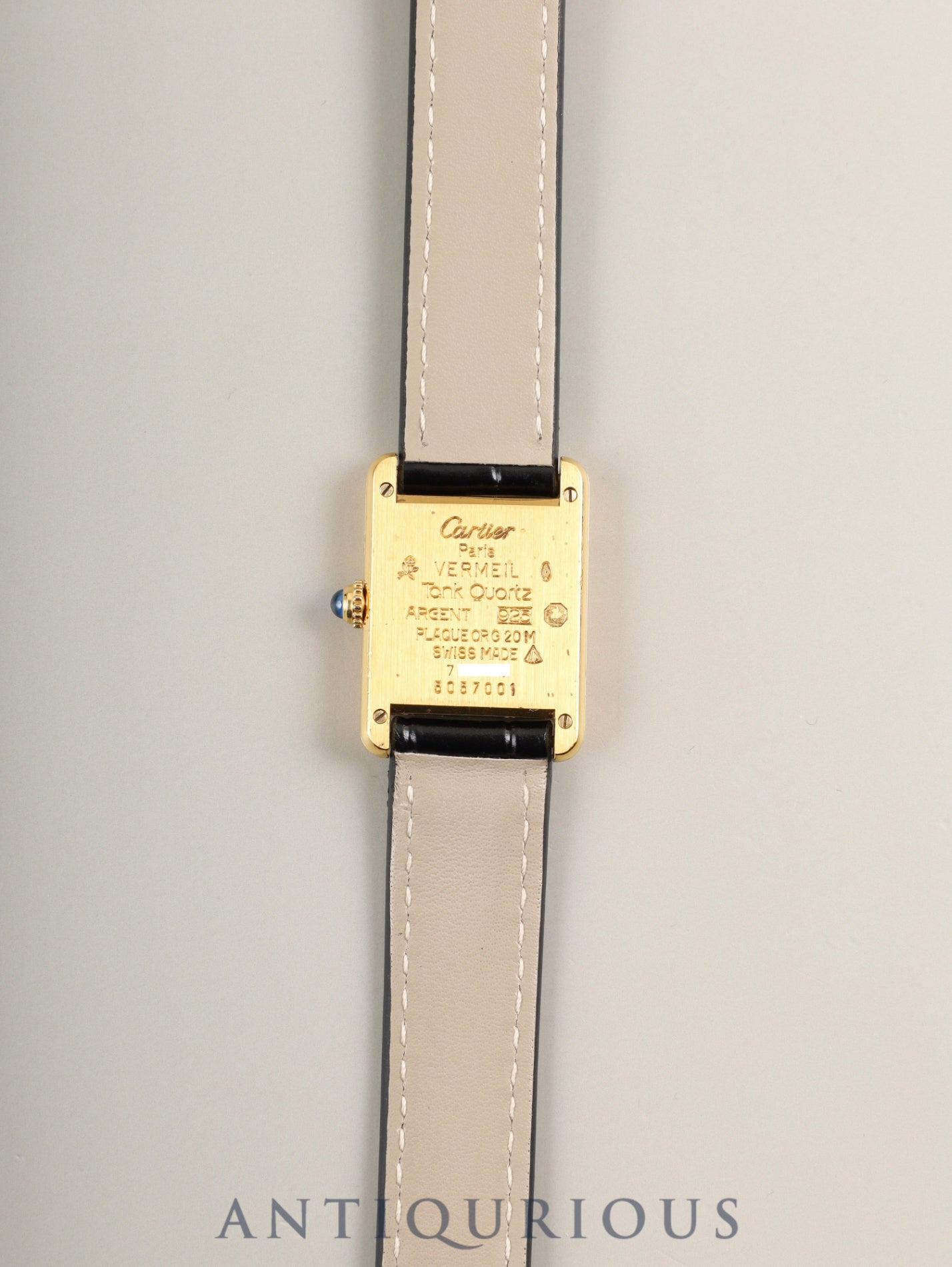 カルティエ マストタンク SM 5057001 クォーツ Cal.057 SV925 革 純正尾錠(GP) アラビア文字盤 オーバーホール済み