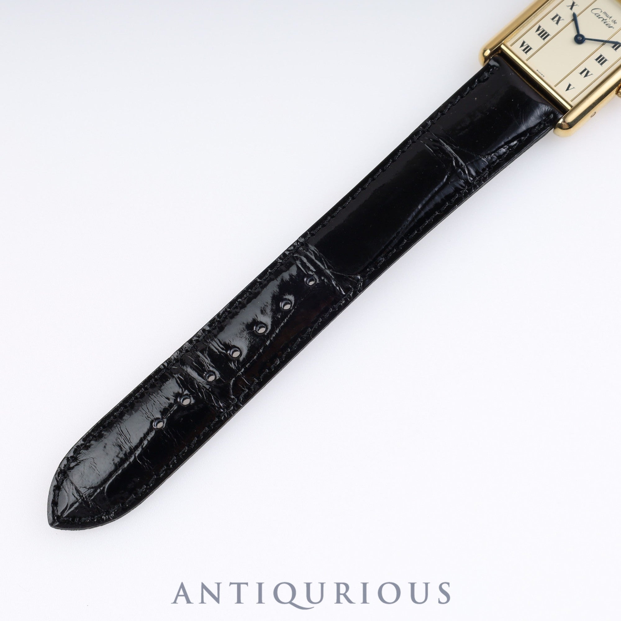 Cartier Must Tank LM QZ 590005 925 Leather Genuine Buckle Vertical Roman Dial