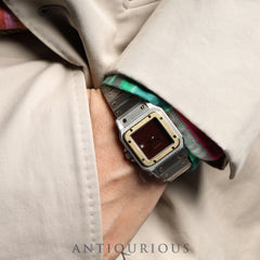 Cartier Santos Galbee LM AC23.80gr OR 0.750 4.05gr Automatic SS/YG SS/YG Garnet dial Bordeaux dial Complete service (full maintenance) completed at Cartier boutique