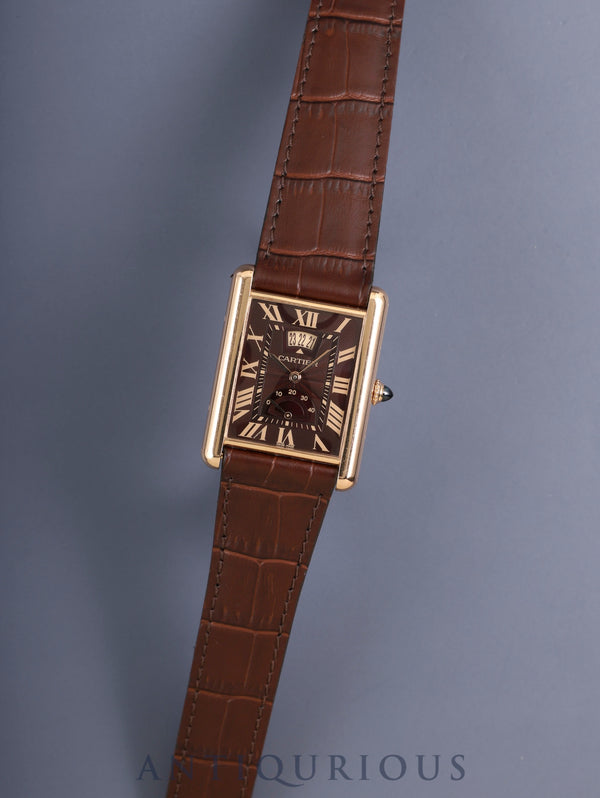 カルティエ タンクルイカルティエ XL マニュアルデイト W1560002/ 3185 手巻き Cal.9753MC 750PG 純正Dバックル(PG) ギョーシェブラウンローマン文字盤 純正レザーベルト オーバーホール済み