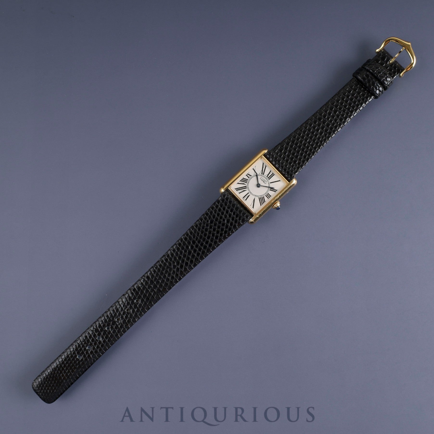 Cartier Must Tank LM W1005654 / 590005 Quartz Cal.690 SV925 Leather Genuine Buckle (GP) Opalan Dial Overhauled