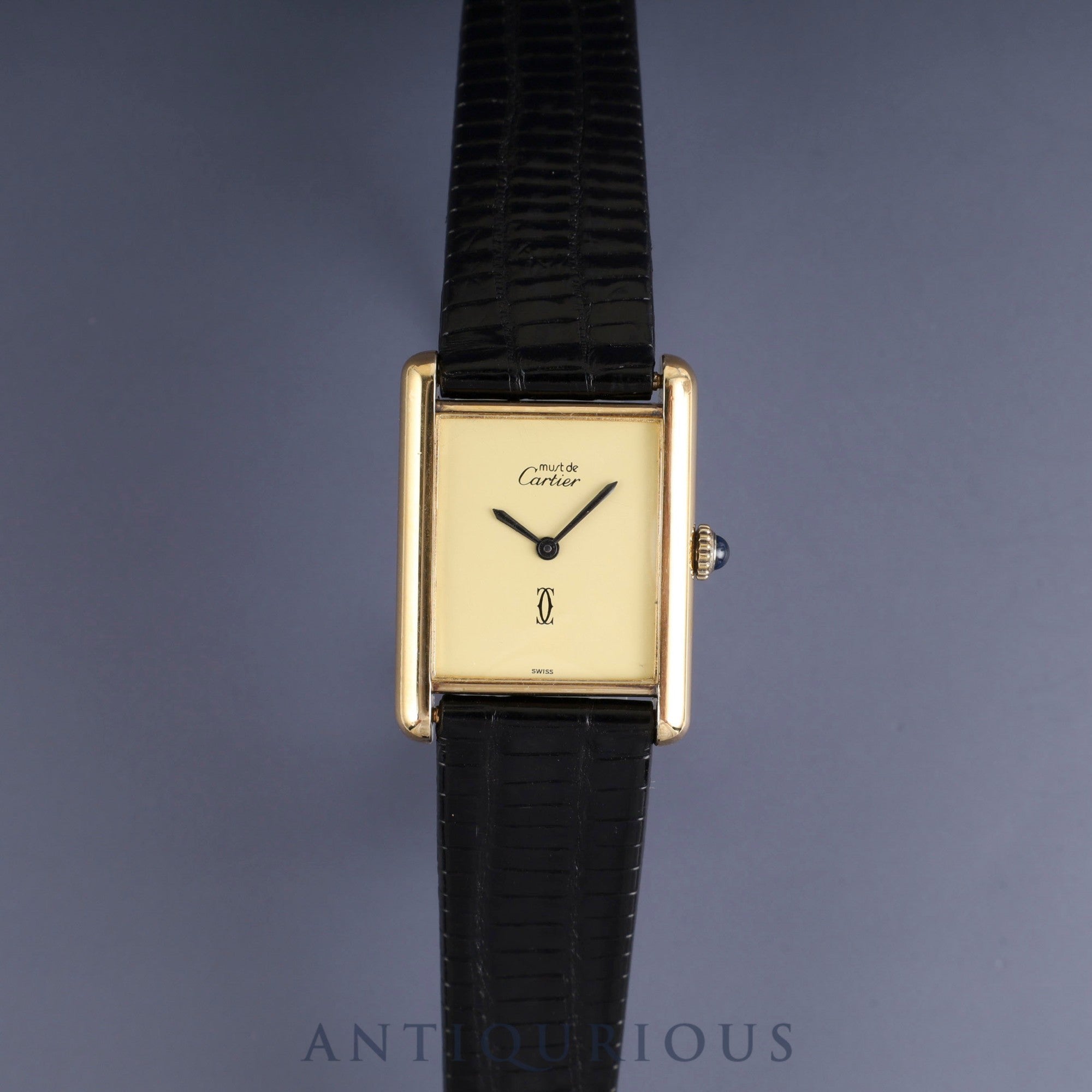 Cartier Must Tank LM Manual winding Cal.78-1 SV925 Leather Genuine buckle (GP) Ivory dial Overhauled