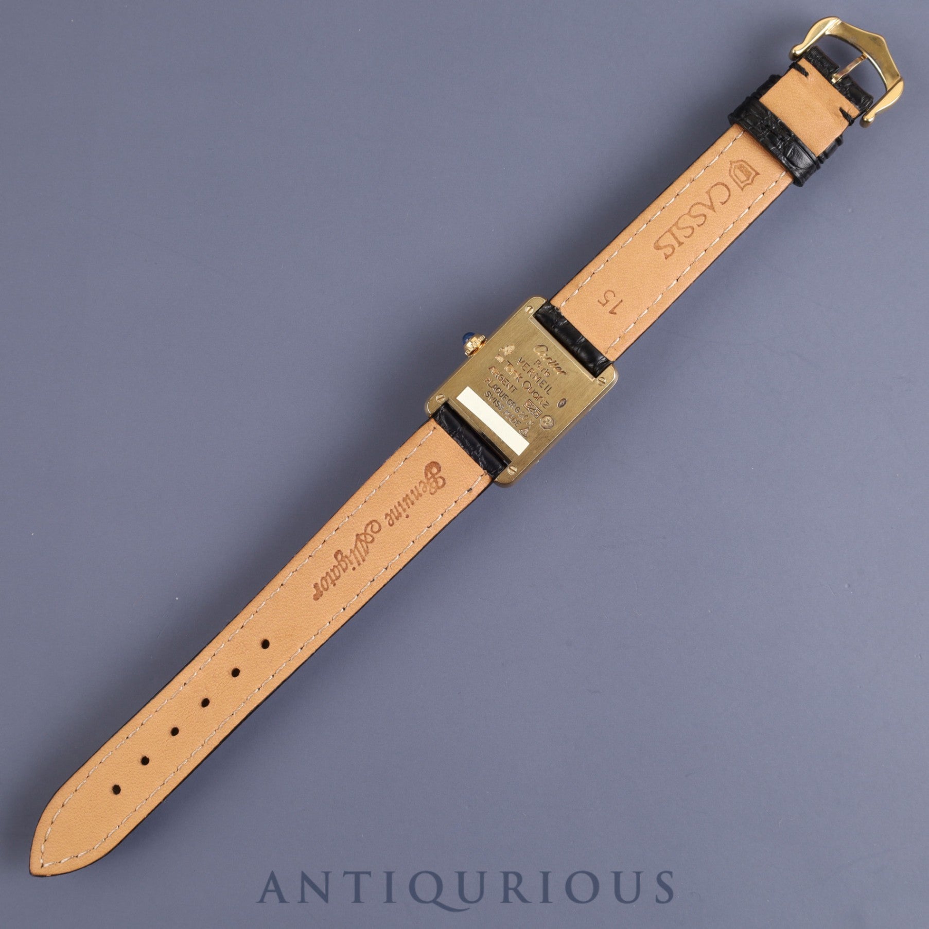 カルティエ マストタンク SM 5057001 クォーツ Cal.057 SV925 革 純正尾錠(GP)アイボリーローマン文字盤 箱 保証書(1992年) オーバーホール済み