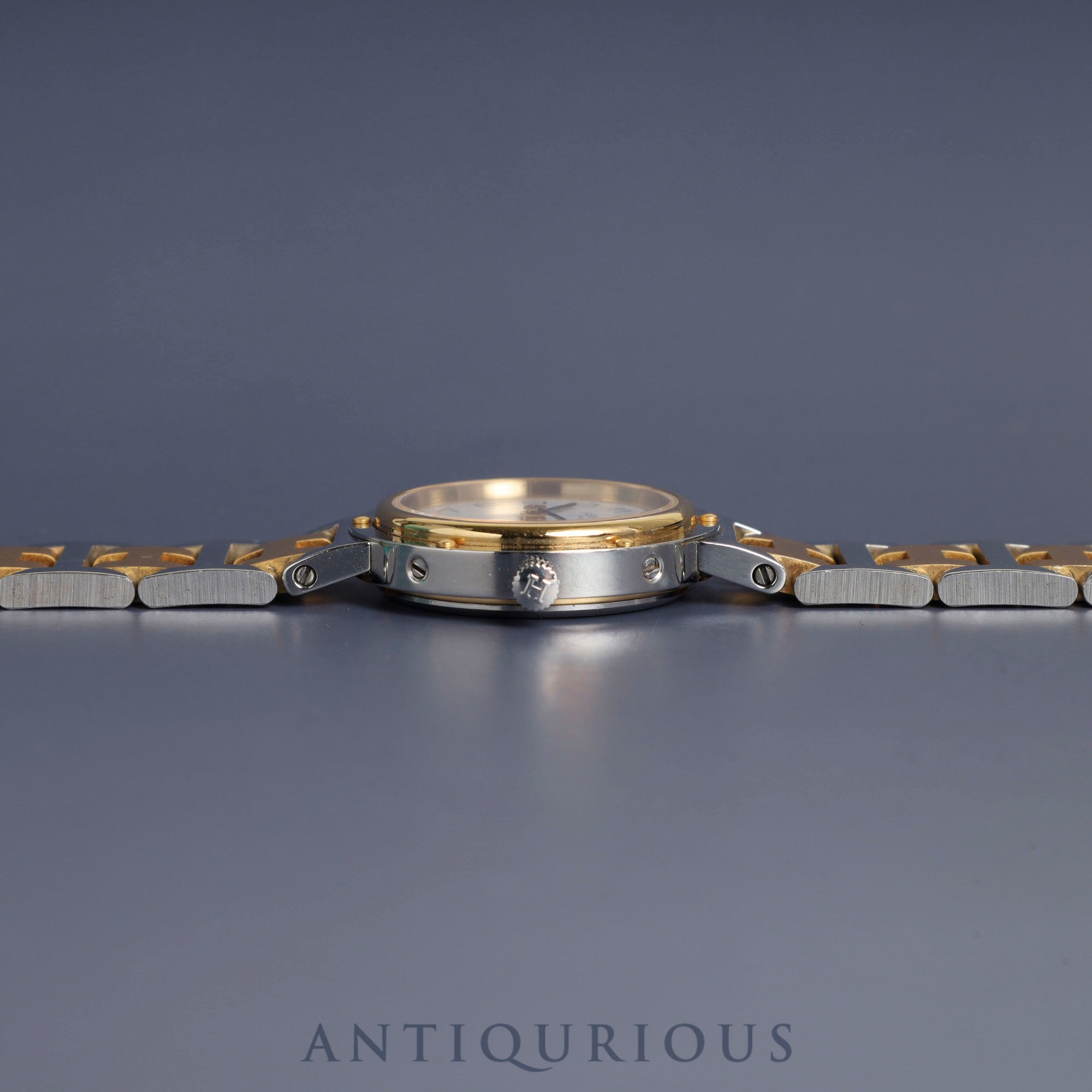 Hermes Clipper 51.03 Quartz SS/GP SS/GP White Dial Box Warranty (1993) Tag Overhauled