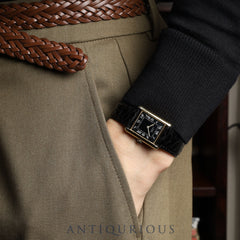 Cartier Must Tank LM Manual Winding SV925 Leather Watch with Genuine GP Buckle, Black Roman Dial, Overhauled