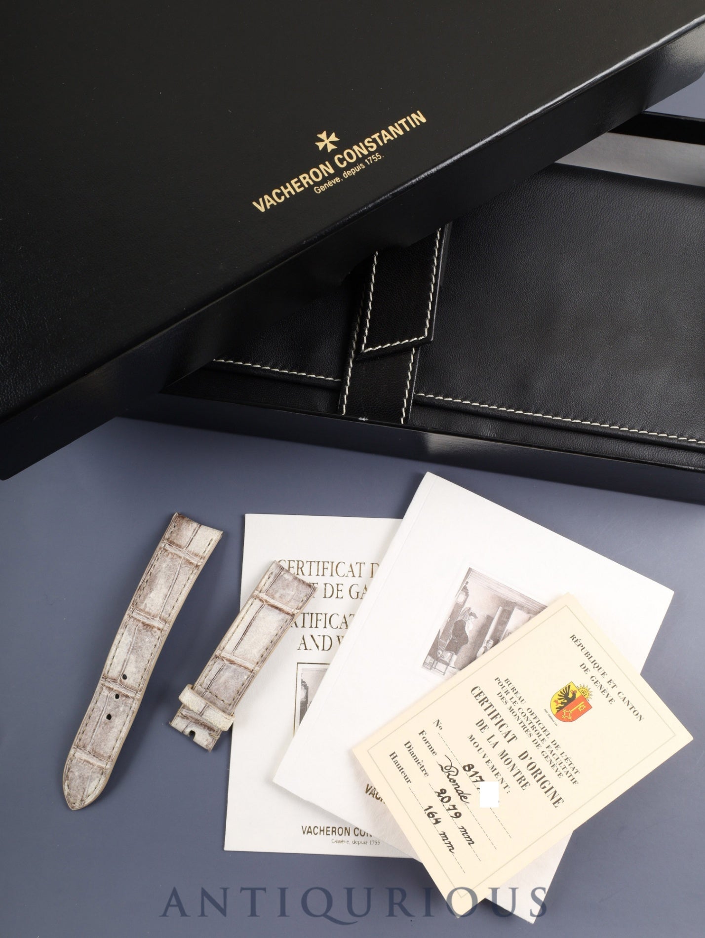 ヴァシュロン・コンスタンタン パトリモニー 33093/000G-0936 手巻き Cal.1003/2 750WG 革 純正ピンバックル(750WG)ホワイト文字盤 箱 ケース 冊子 タグ 保証書(2002年)修理完了紙(無記載)JEAN ROUSSEAU製革ベルト オーバーホール済み