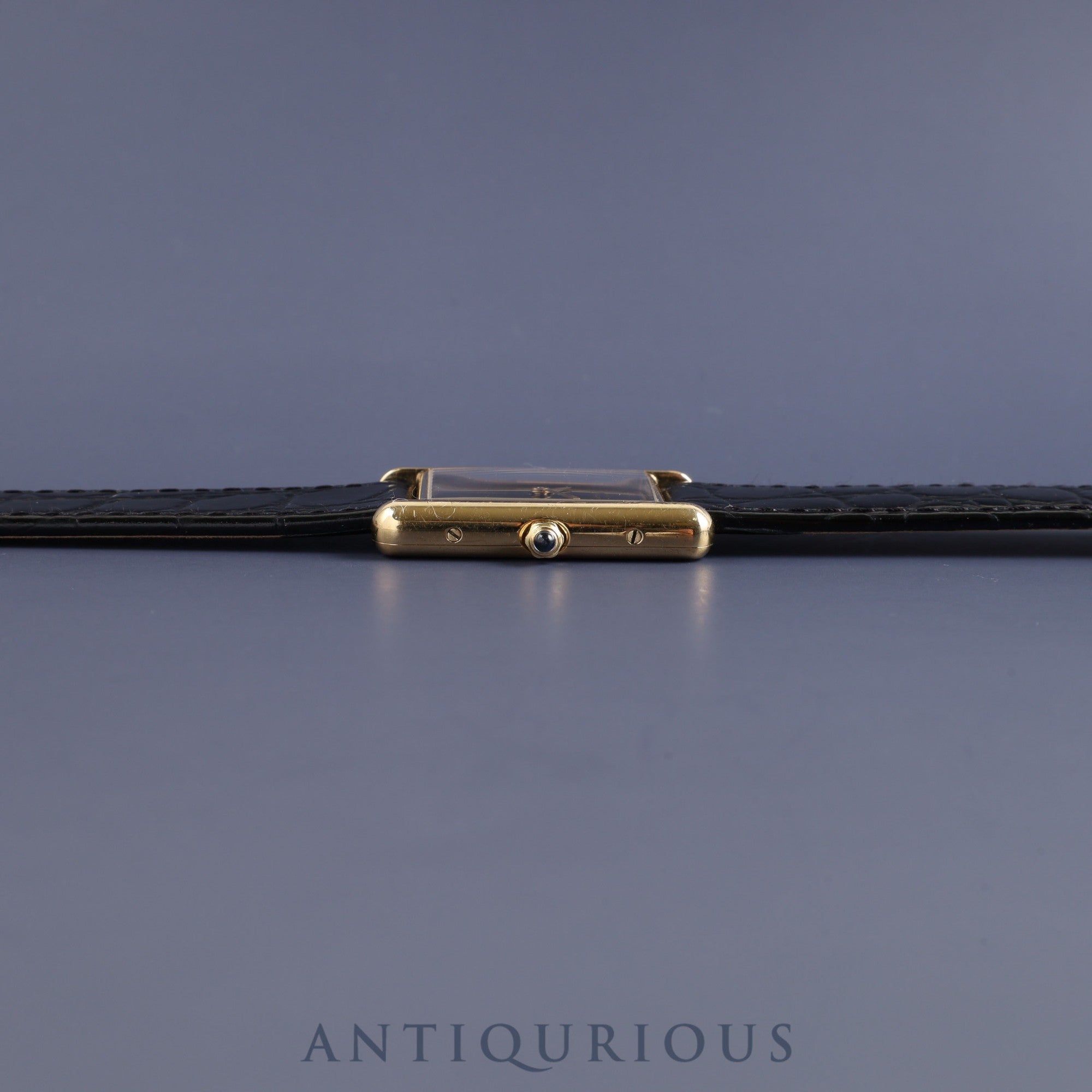 Cartier Must Tank LM 6 81006 Quartz Cal.690 SV925 Leather Genuine Buckle (GP) Onyx Dial Overhauled and Finished to Like New