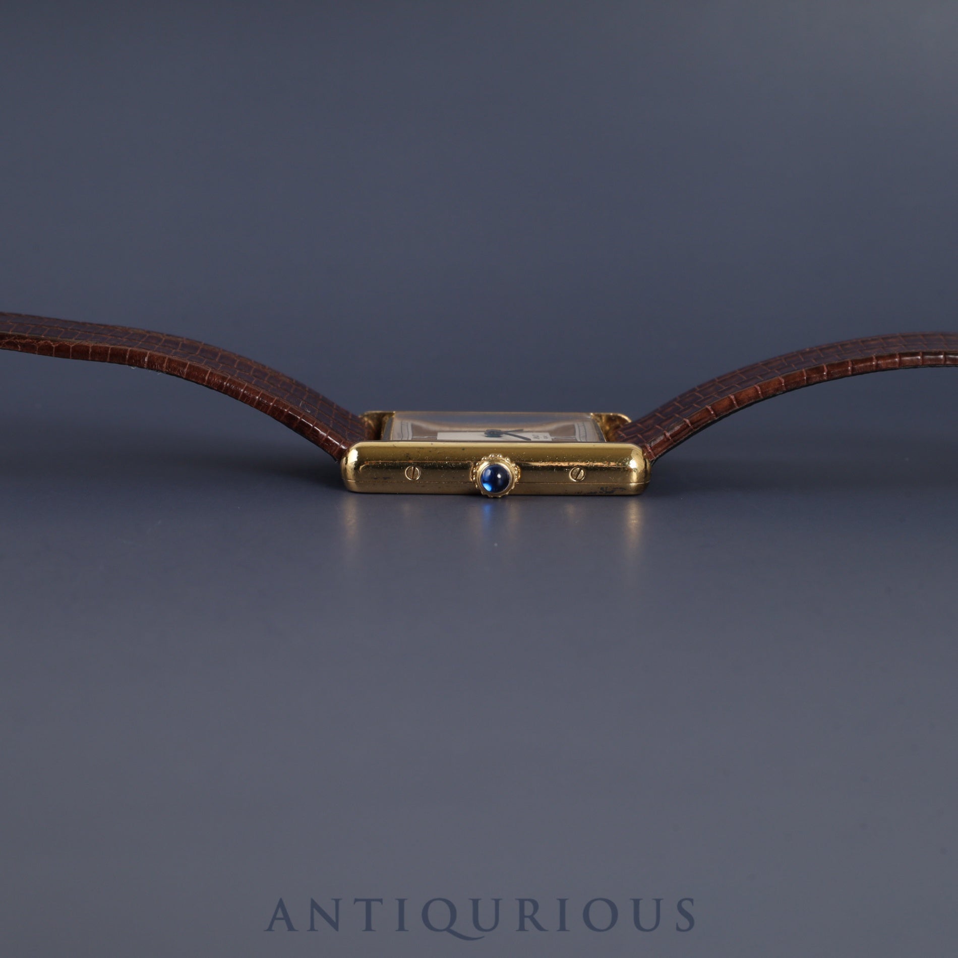 カルティエ マストタンク LM 500本限定 1615 クォーツ Cal.90 SV925 革 純正尾錠(GP) ゴールドセクター文字盤 オーバーホール済み