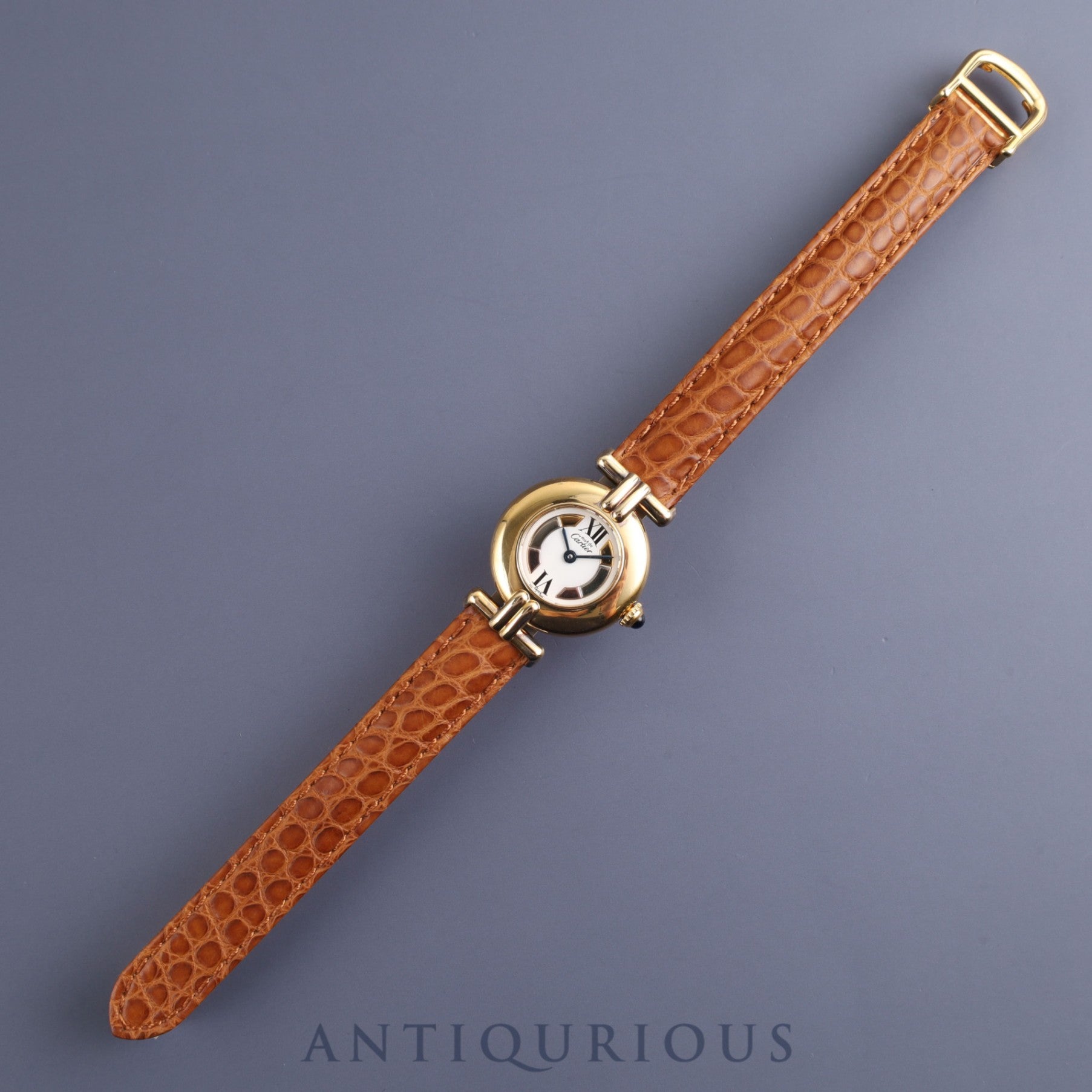 カルティエ マストコリゼ 590002 クォーツ Cal.90.06 SV925 革 純正Dバックル(GP) サイドトリニティ文字盤 オーバーホール済み