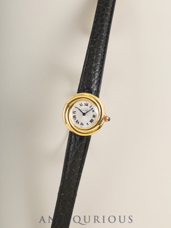 カルティエ マストトリニティ W1010644 / 2735 クォーツ SV925 革 純正Dバックル(GP)シルバーローマン文字盤 箱 保証書(1999年)冊子 タグ 純正レザーベルト付き カルティエブティックにてコンプリートサービス済み