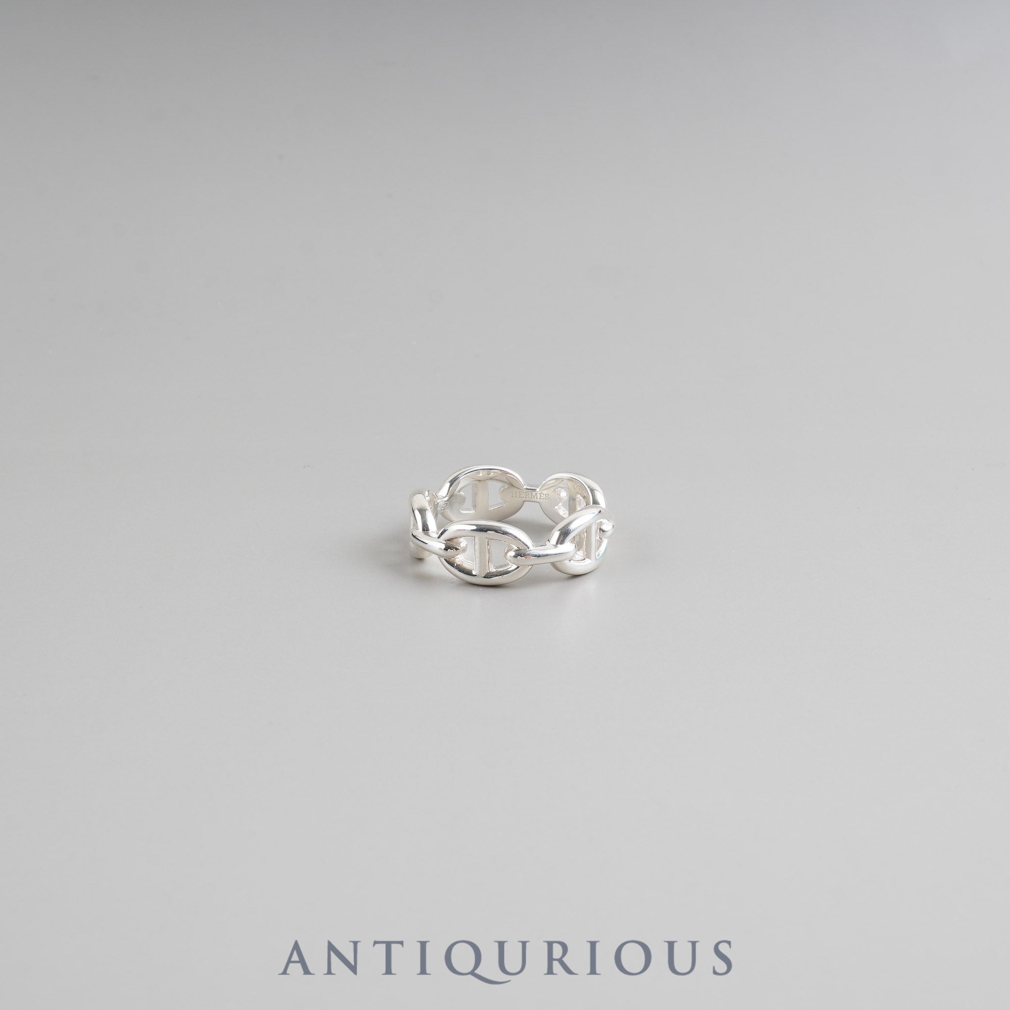 Hermès Chaine d'Ancre Enchaine Ring, SV925, #58, Size 17.5, Box, Warranty (July 2025), Card, Cloth, 25 Years Inscribed
