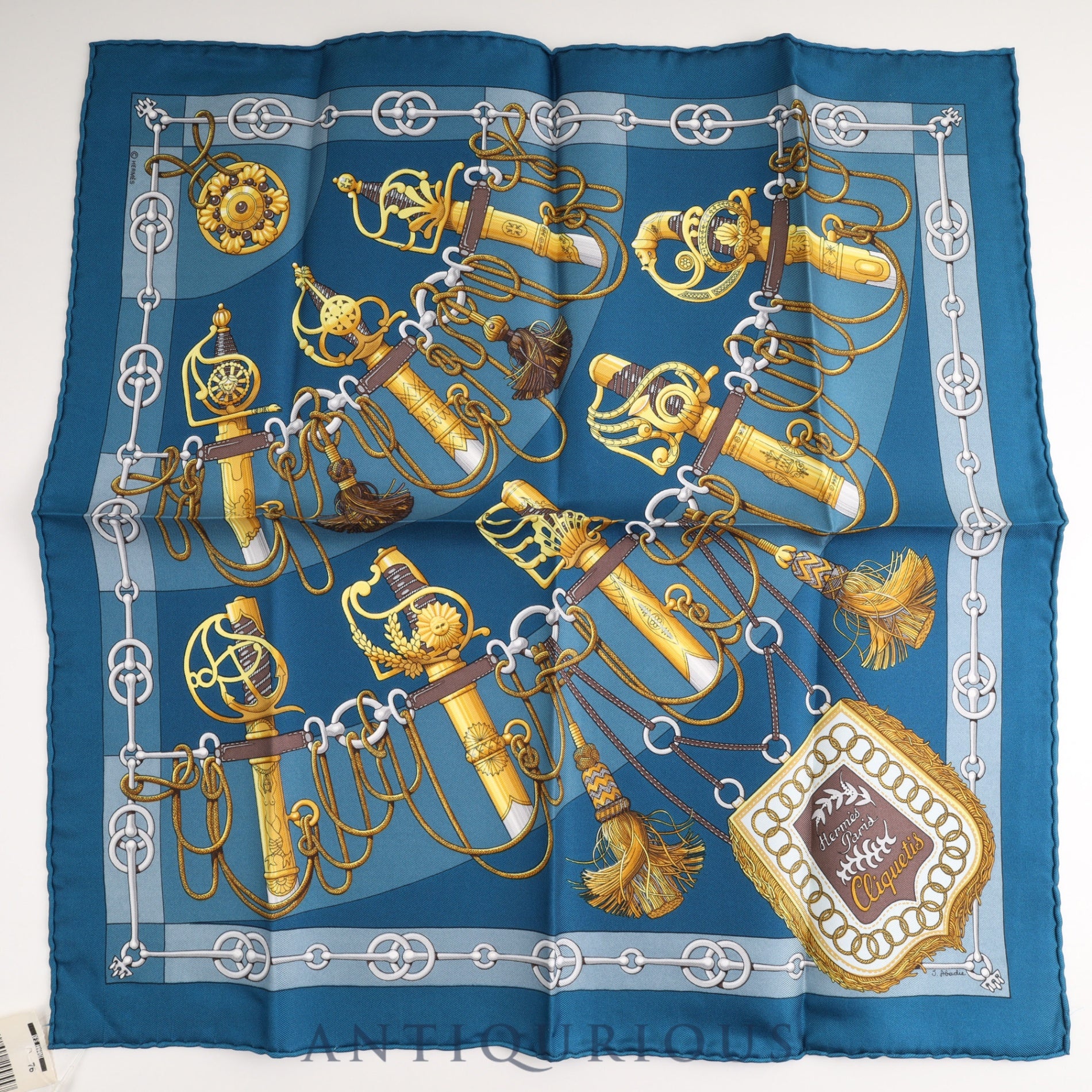 エルメス スカーフ カレ45 CLIQUETIS SILK100% 袋