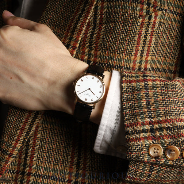 ショパール クラシック 163154/987 手巻き Au750 革 純正尾錠(GP) ホワイト文字盤 箱 冊子 保証書(2012年)オーバーホール済み