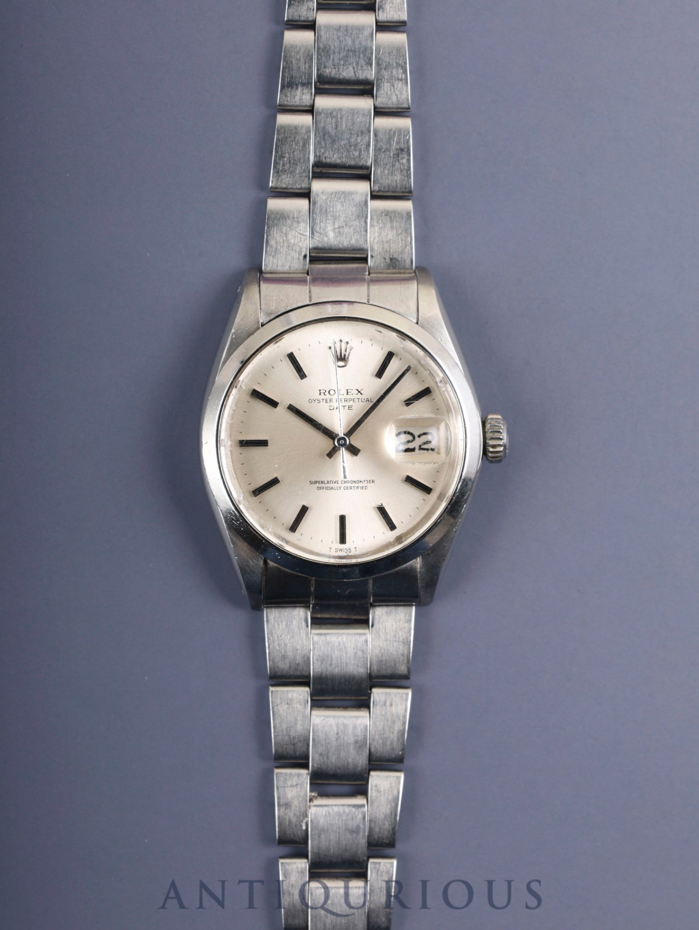 Rolex Oyster Perpetual Date 1500 Automatic Caliber 1570 Stainless Steel Silver Dial No. 25 (1968) Chronometer Certificate Booklet Overhauled