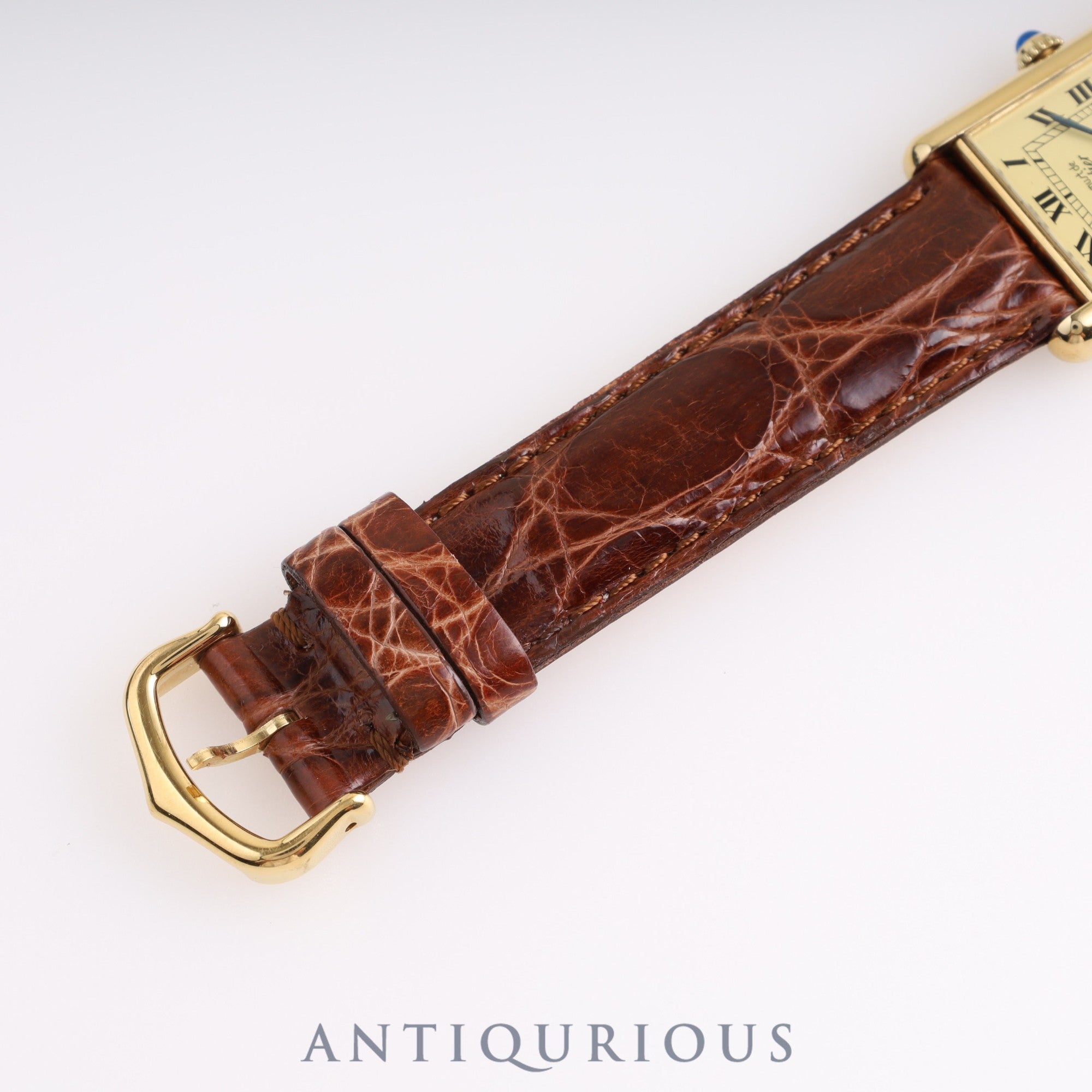 Cartier Must Tank LM QZ 590005 SV925 Leather Genuine Buckle Ivory Roman Dial Box Warranty (1996)