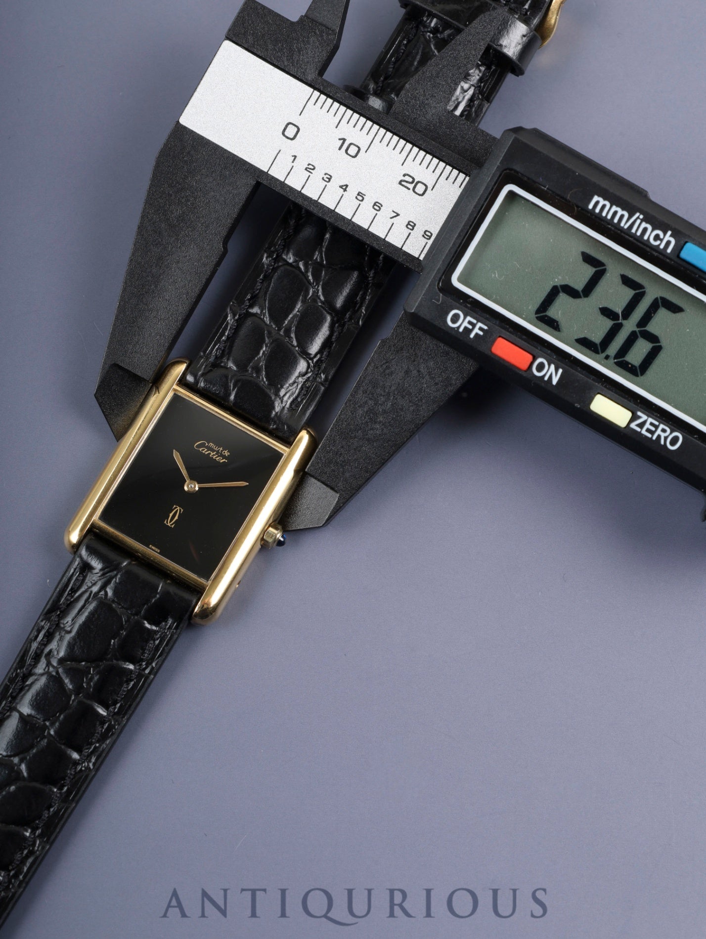 カルティエ マストタンク LM 6 81006 クォーツ Cal.81 SV925 革 純正尾錠(GP) オニキス文字盤 箱 冊子 保証書(1987年) タグ オーバーホール済み