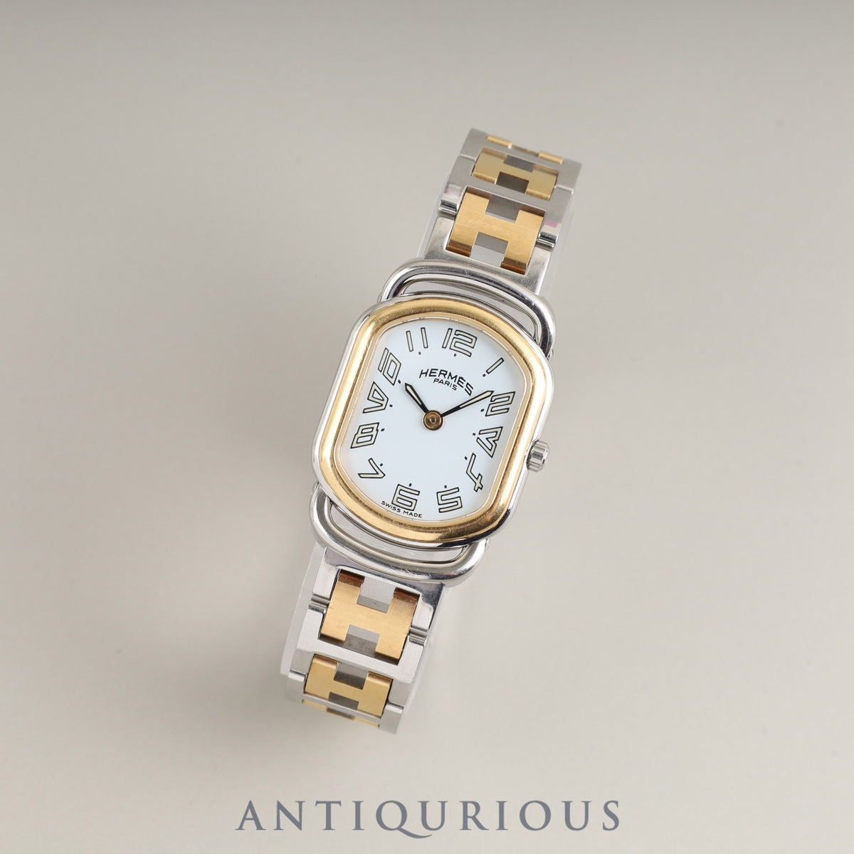 Hermes Rally RA1.220 Quartz Cal.976.001 SS/GP SS/GP White Dial Overhauled