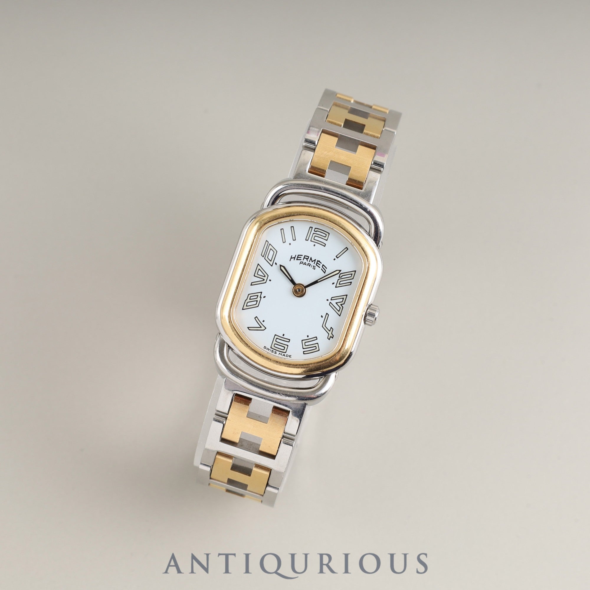 Hermes Rally RA1.220 Quartz Cal.976.001 SS/GP SS/GP White Dial Overhauled