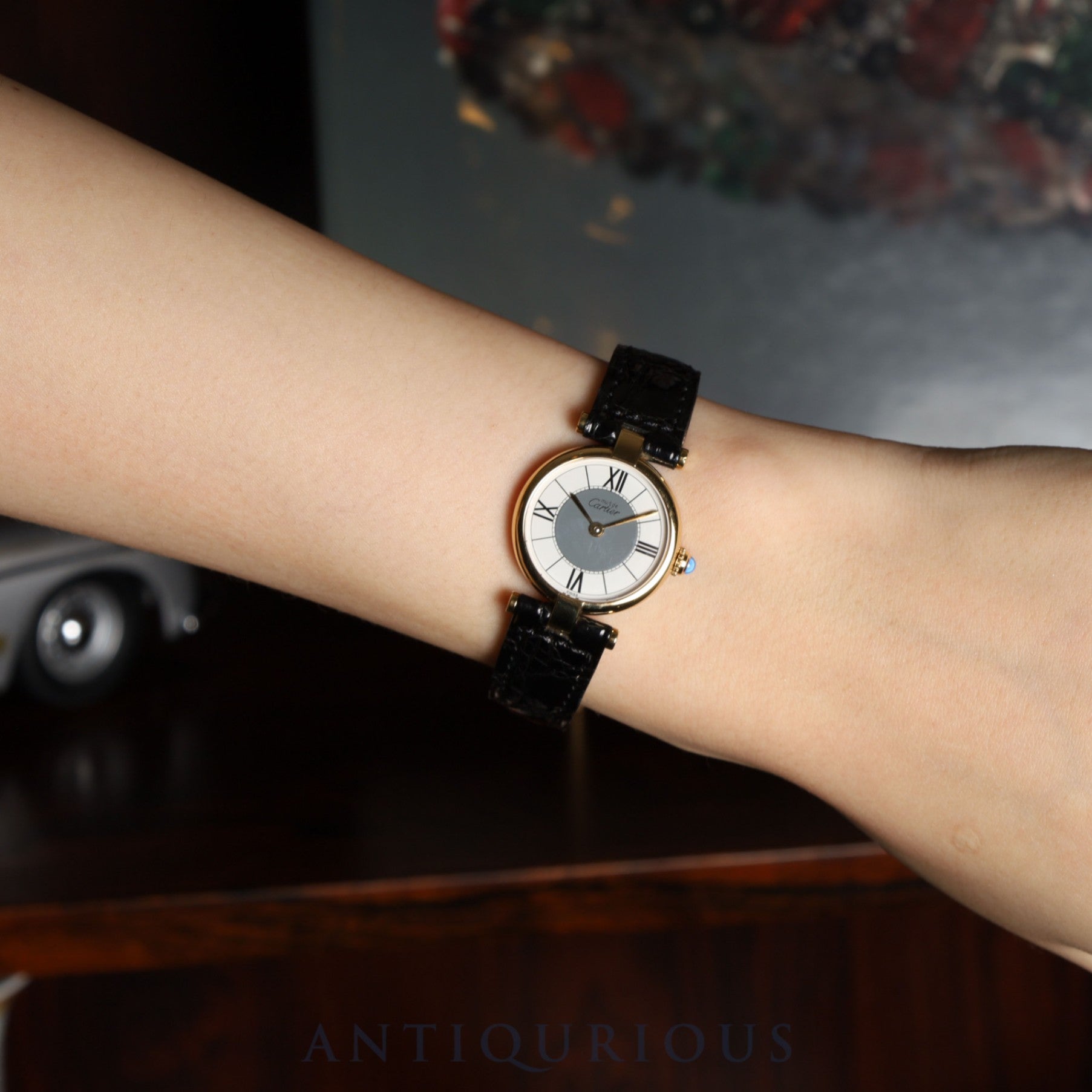 カルティエ マスト ヴァンドーム VLC SM 590004 クォーツ Cal.90 SV925 純正革ベルト 純正Dバックル(GP) センターグレー飛びローマン文字盤 オーバーホール済み