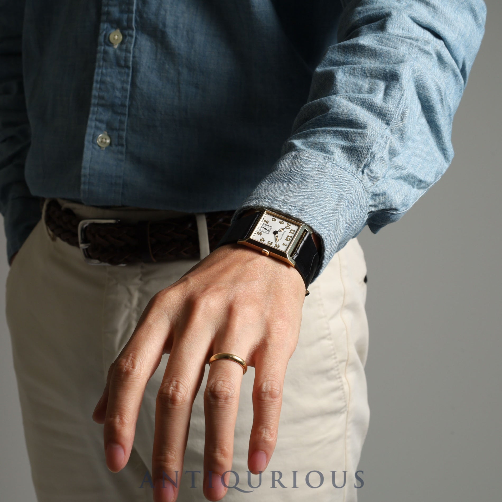 ティファニー スクエア 180TH ANNIVERSARY MODEL 限定180本 手巻き Cal.1200 YG 革 純正尾錠(750)シルバー文字盤