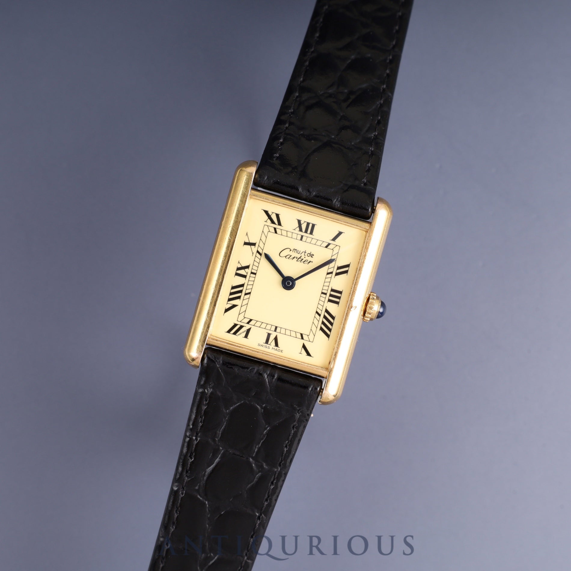 Cartier Must Tank LM W1002753 / 1615 Quartz SV925 Leather Genuine buckle (GP) Ivory Roman dial Warranty (1996) Complete service (full maintenance) completed at Cartier boutique