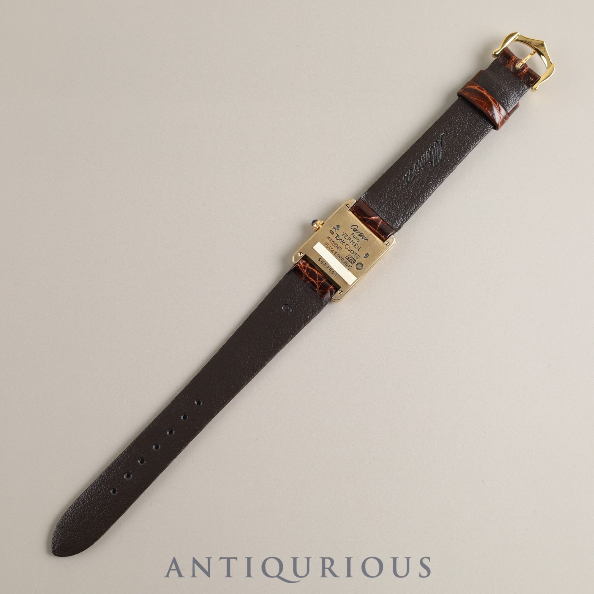 Cartier Must Tank SM W1006354 / 5057001 Quartz Cal.057 Leather Genuine Buckle (GP) Trinity Dial Overhauled