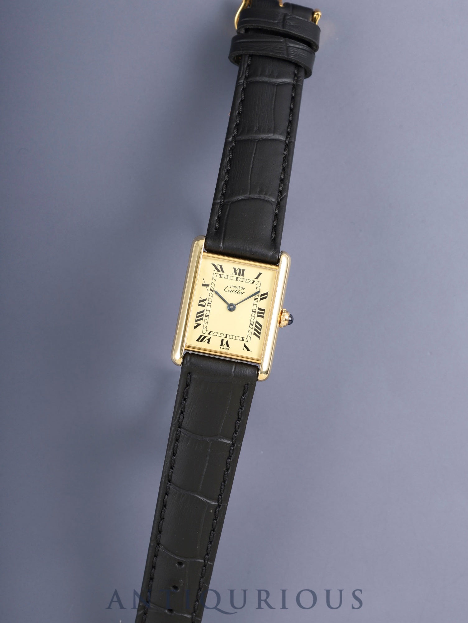 カルティエ マストタンク LM W1002753 / 590005 クォーツ Cal.90 SV925 革 純正尾錠(GP)アイボリーローマン文字盤(SWISS表記) オーバーホール済み