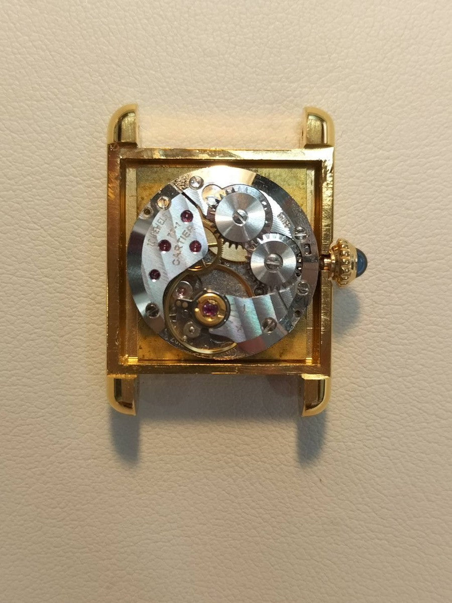 Cartier Must Tank SM Manual winding Cal.78-1 SV925 Leather Genuine buckle (GP) Ivory Roman dial Overhauled