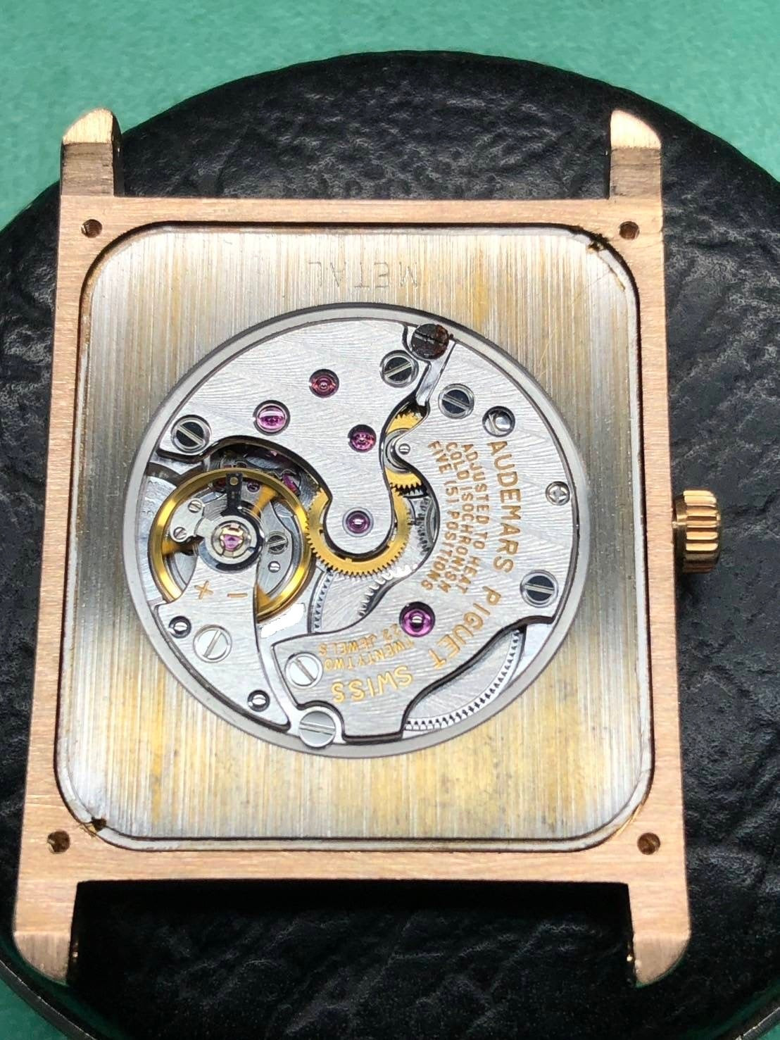 Audemars Piguet Rectangular OR4918/002 Manual winding Cal.2085 PG Leather Silver dial Warranty card (1995)