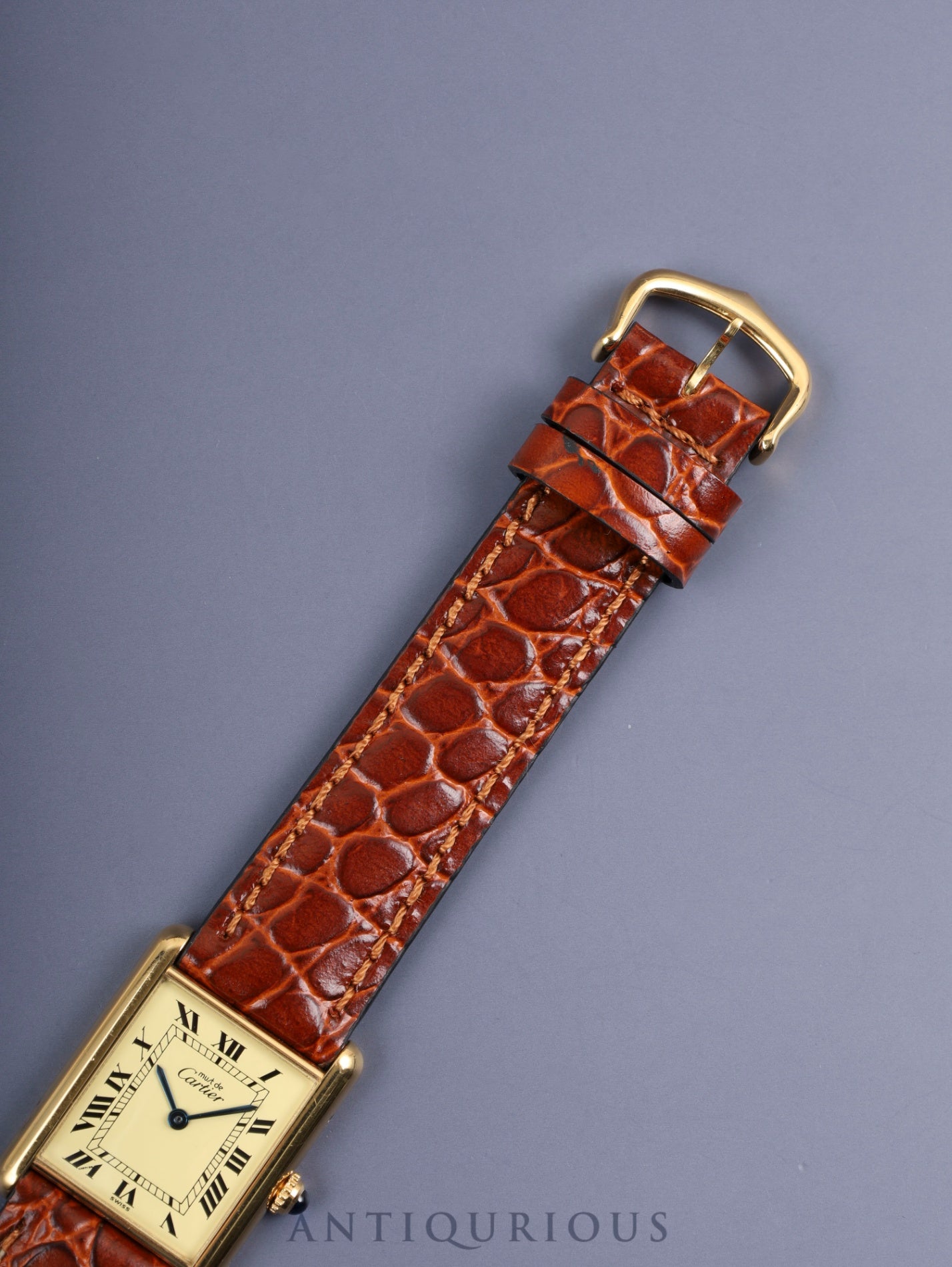 カルティエ マストタンク LM W1002753 / 590005 クォーツ Cal.90 SV925 革 純正尾錠(GP) アイボリーローマン文字盤 箱 オーバーホール