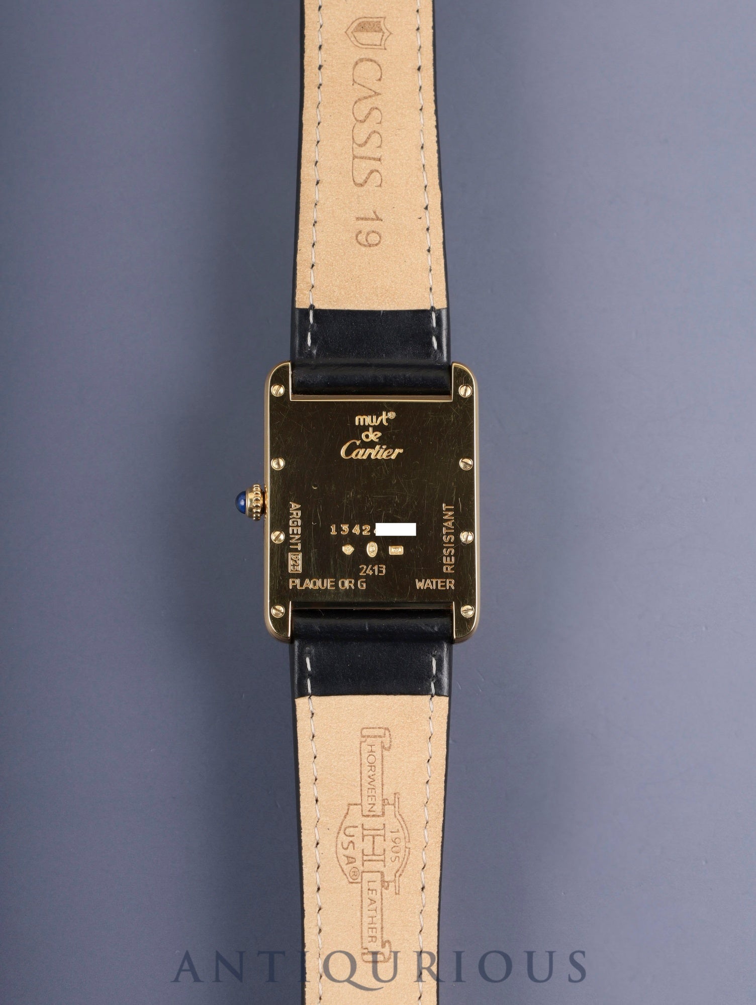 カルティエ マストタンク GM(XL) W1017454/2413 クォーツ Cal.687 SV925 革 純正Dバックル(GP)アイボリーローマン文字盤 オーバーホール済み