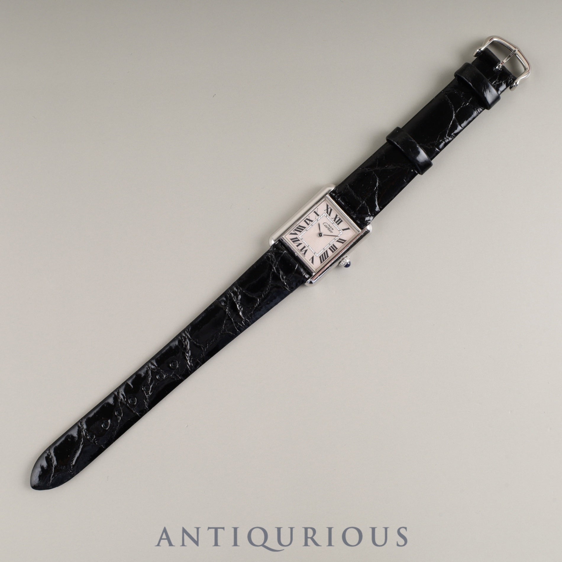 カルティエ マストタンク MM 2416 クォーツ Cal.057 SV925 革 純正尾錠(SS) ピンクローマン文字盤 箱 保証書(2000年)冊子 クリスマス限定 オーバーホール済み