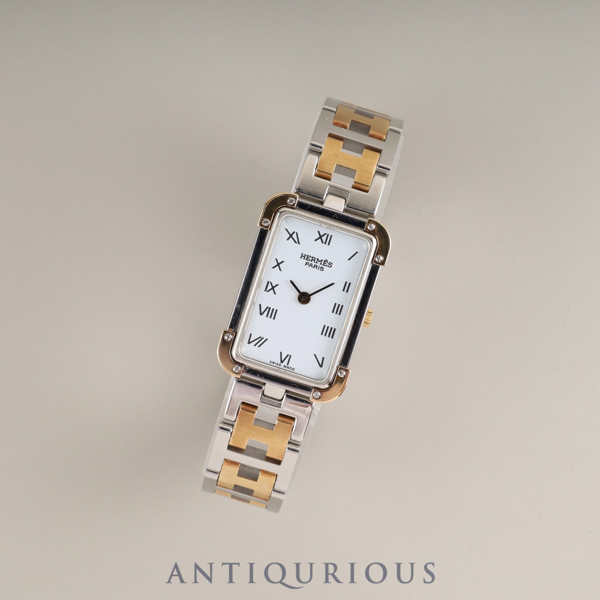 【美品】HERMÈS スクエアフェイス 時計　HH1.201.460/SNO エルメス Hウォッチ HH1.201 シルバー レディース 時計 【中古