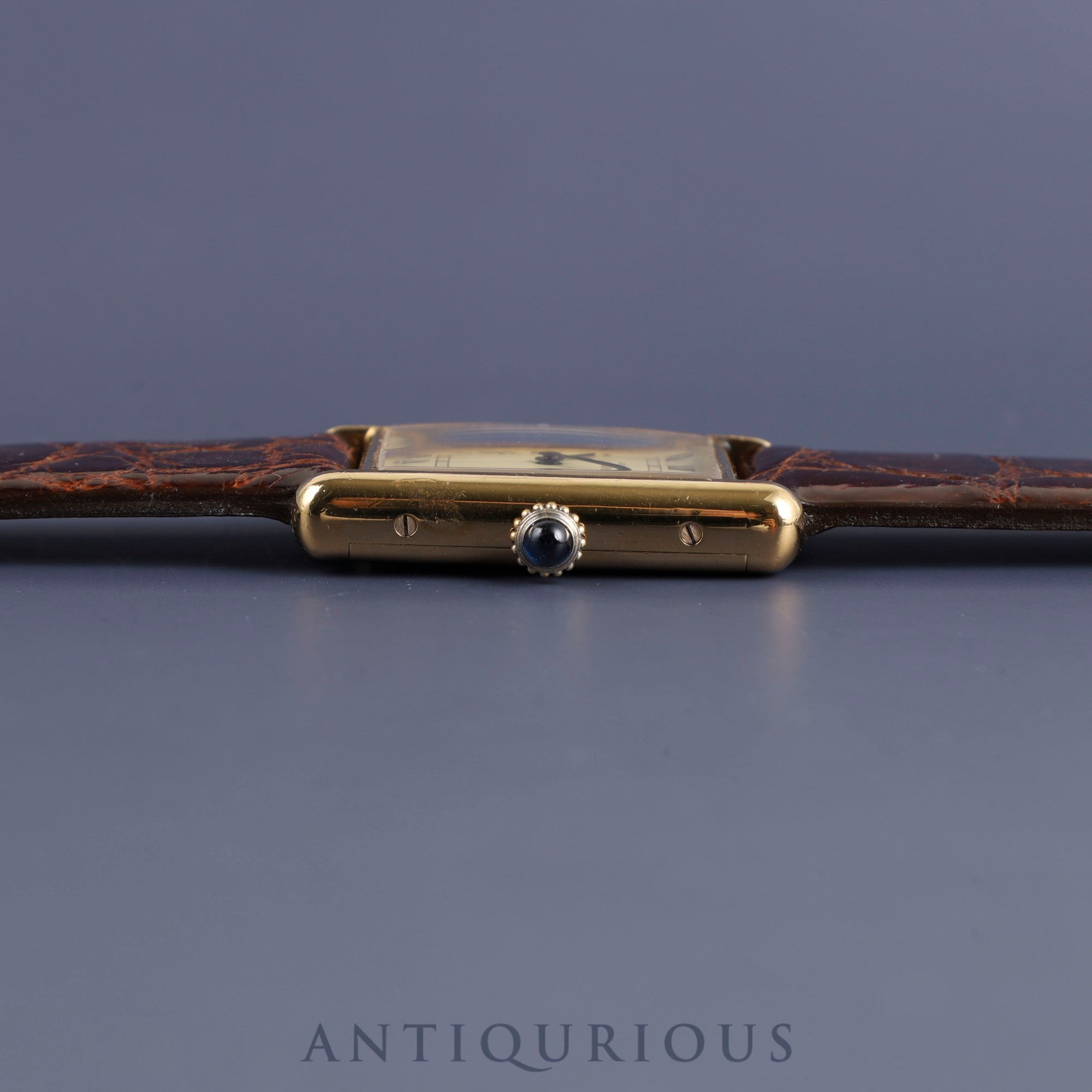 CARTIER カルティエ MUST TANK LM マストタンク LM 手巻き Cal.78-1 925 革 純正尾錠（GP）アイボリーローマン文字盤 オーバーホール済み