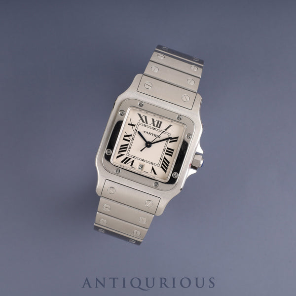 Cartier Santos Galbee LM W20060D6 / 1564 Quartz Cal. 687 Stainless Steel White Roman Dial Repair Certificate (2024) Overhauled and Serviced at a Cartier Boutique
