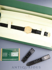 ロレックス チェリーニ 5116/8 手巻き Cal.1602 750YG 革 純正ピンバックル（750）シャンパンギョーシェ文字盤 32mm M番台（2007年～2008年）ケース カードホルダー 冊子 保証書（2008年/個人名修正跡） オーバーホール済み