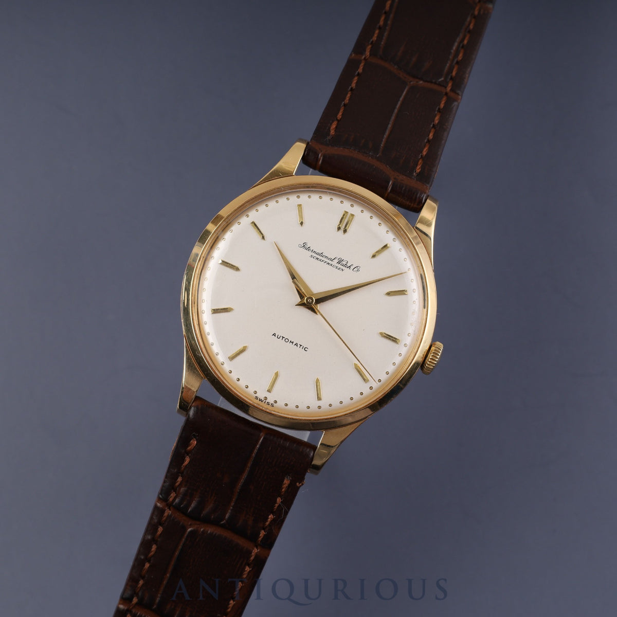 IWC オールドインター 自動巻き Cal.853 YG 革 シルバー文字盤 
