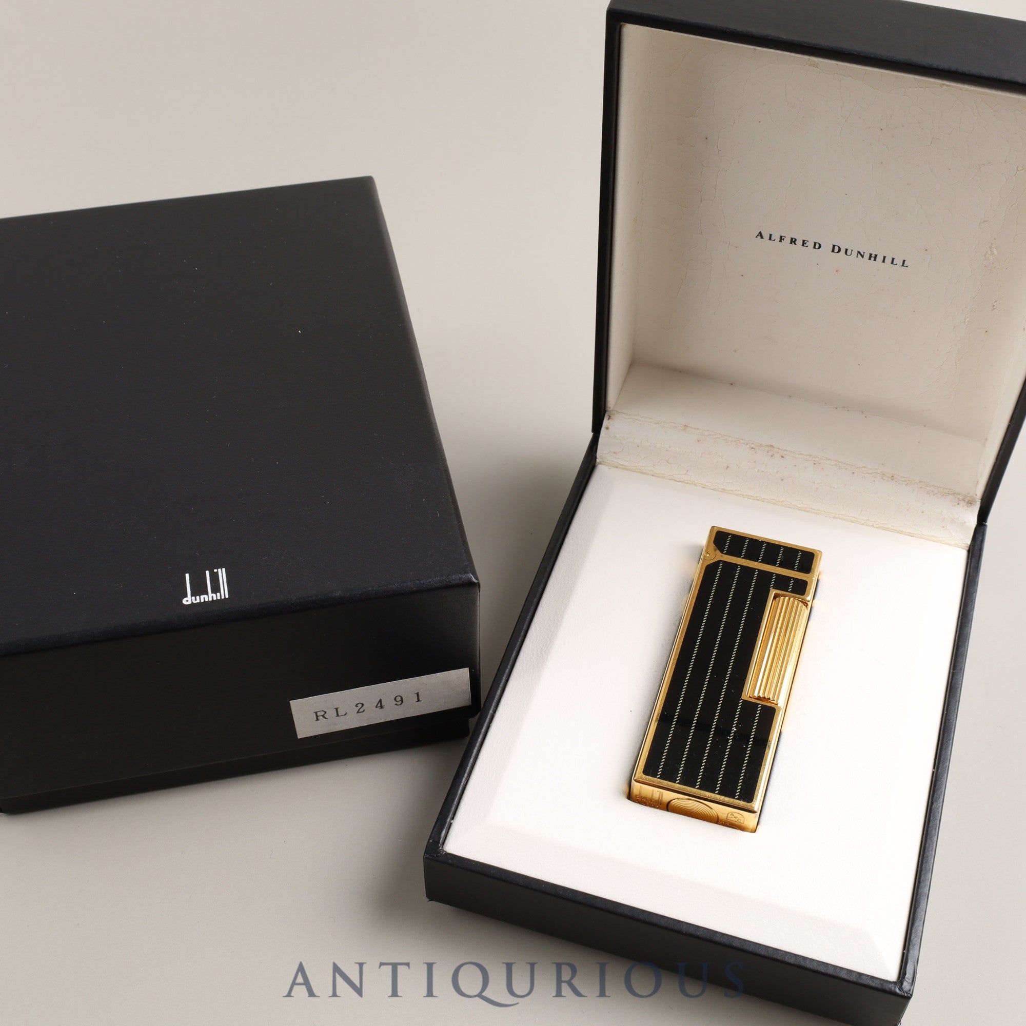 DUNHILL Lighter RL1454 Pinstripe Black GP Box Instruction Manual In-house inspection and adjustment completed