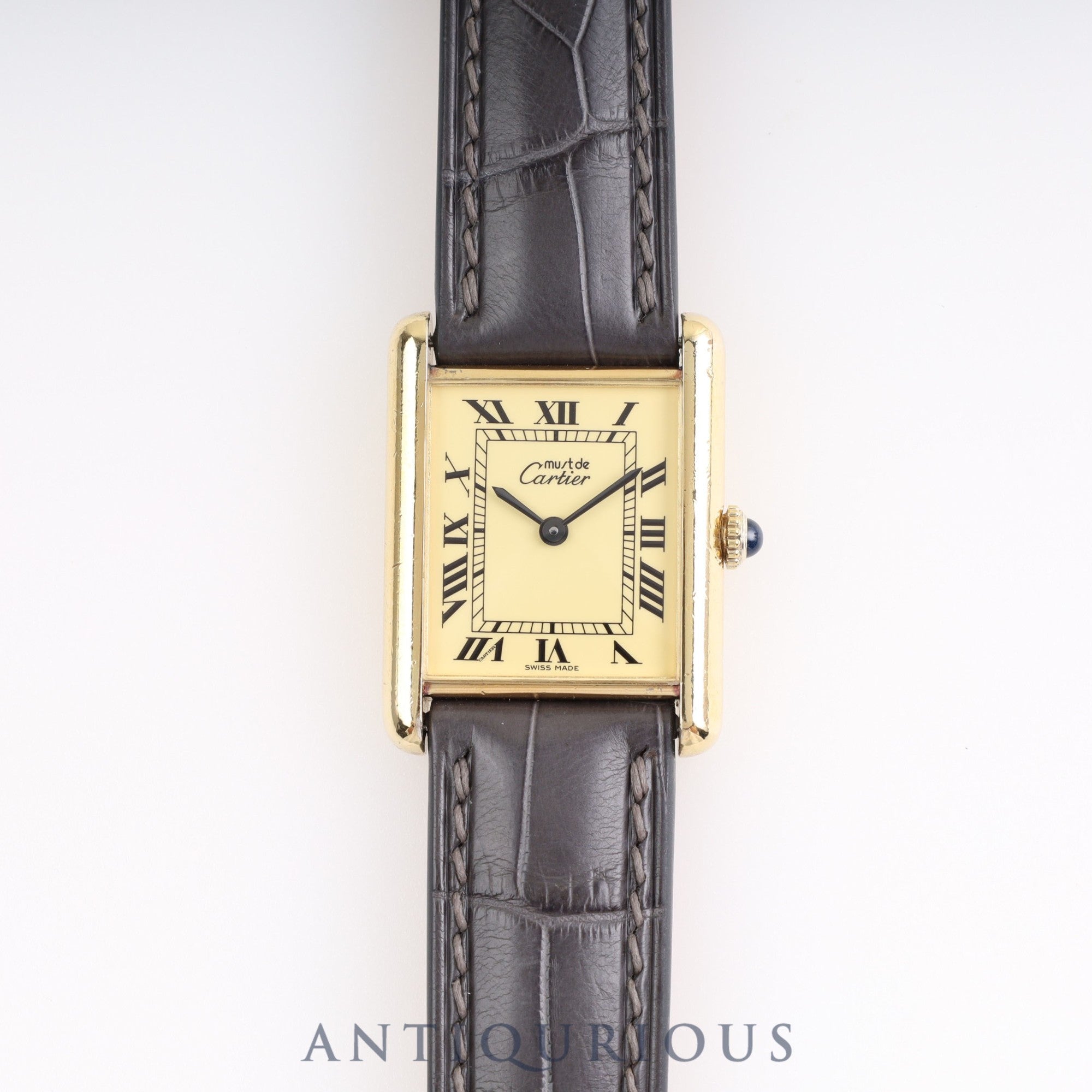 CARTIER Must Tank LM Manual winding SV925 Leather Genuine buckle Ivory Roman dial Cartier boutique complete service