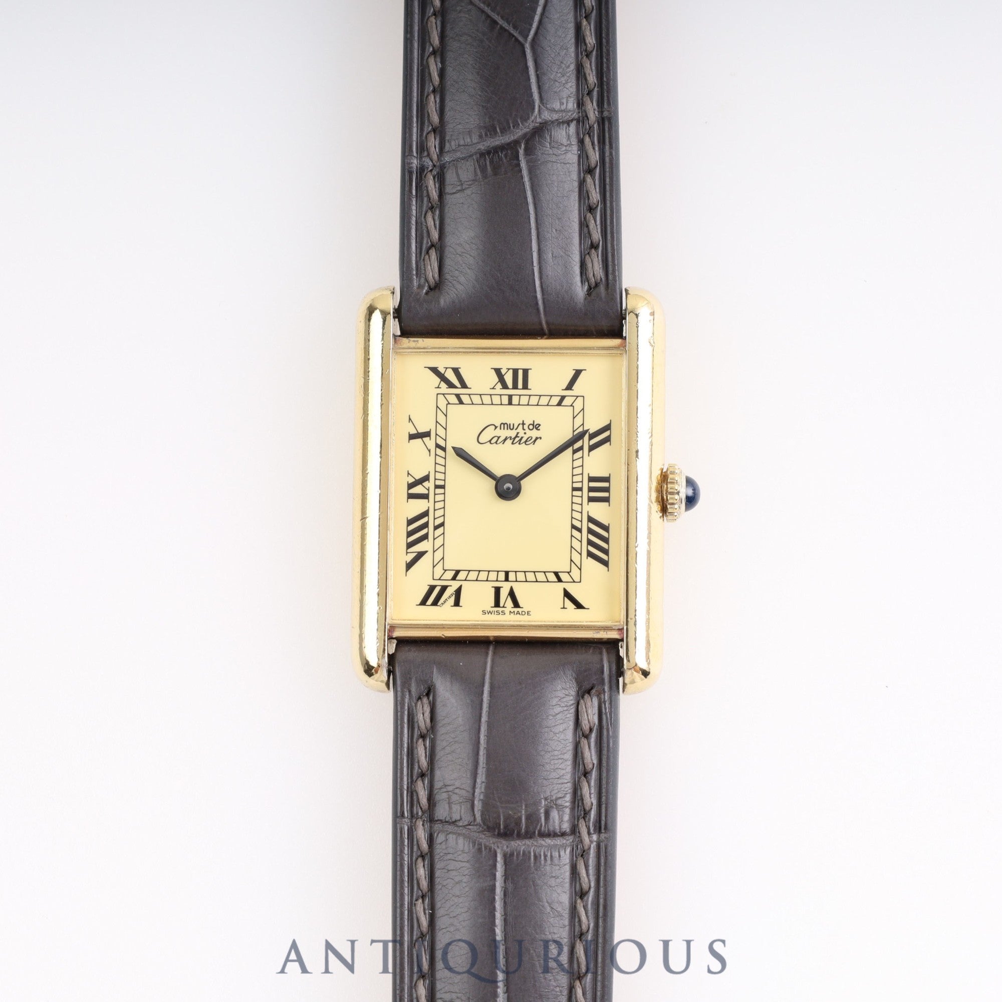 Cartier Must Tank LM Manual Winding SV925 Leather Genuine Buckle Ivory Roman Dial Cartier Boutique Complete Service