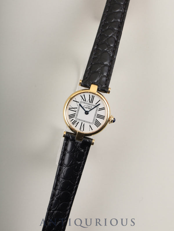 Cartier Must Vendome VLC SM W1005354 / 590004 Quartz Cal.90 SV925 Leather Genuine D-buckle (GP) Opalan dial Box Overhauled