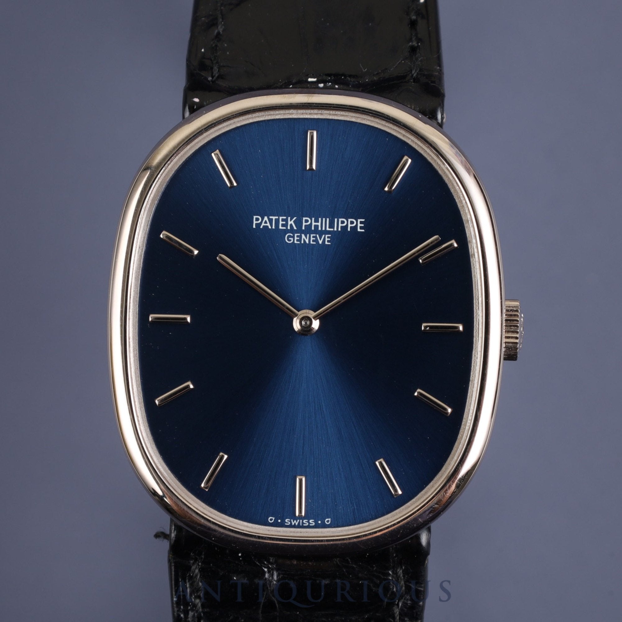 Patek Philippe Golden Ellipse 3848 Manual winding Cal.215 WG Genuine leather strap Genuine buckle (750) Blue dial Warranty (2001) Box Case Overhauled