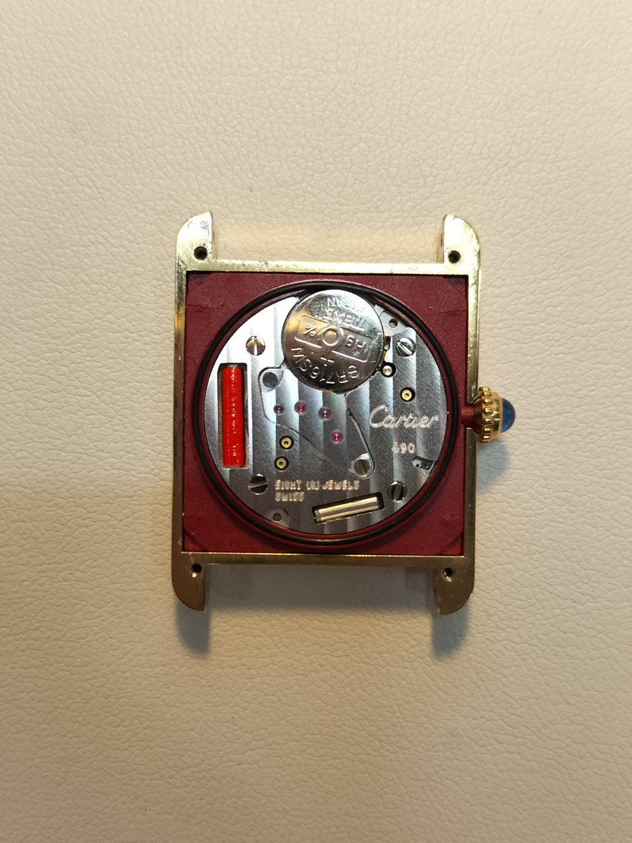 Cartier Must Tank LM 590005, Quartz, Caliber 690, SV925, Leather, Genuine GP Buckle, Ivory Roman Dial (SWISS Marking), Circa 1982-1995, Booklet, Warranty Card (1993), Cartier Repair Details (Complete Service / 2005), Overhauled