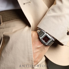 カルティエ サントス ガルベ LM 45168281/1553 自動巻き SS SS ガーネットダイヤル ボルドー文字盤 カルティエブティックにてコンプリートサービス（フルメンテナンス）済み