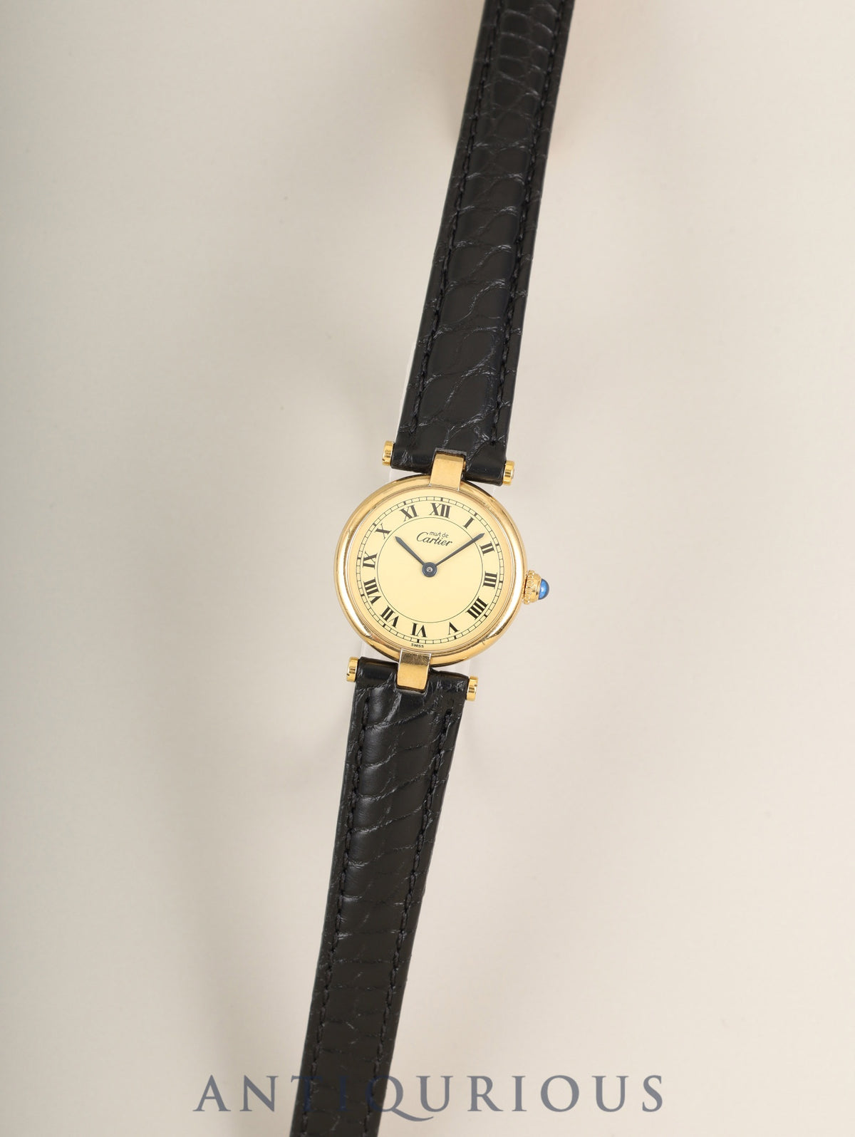 Cartier Must Vendome VLC SM 590004 Quartz Cal.90 SV925 Leather Genuine D-buckle (GP) Ivory Roman Dial (SWISS marking) Overhauled