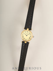 Cartier Must Vendome VLC SM 590004 Quartz Cal.90 SV925 Leather Genuine D-buckle (GP) Ivory Roman Dial (SWISS marking) Overhauled