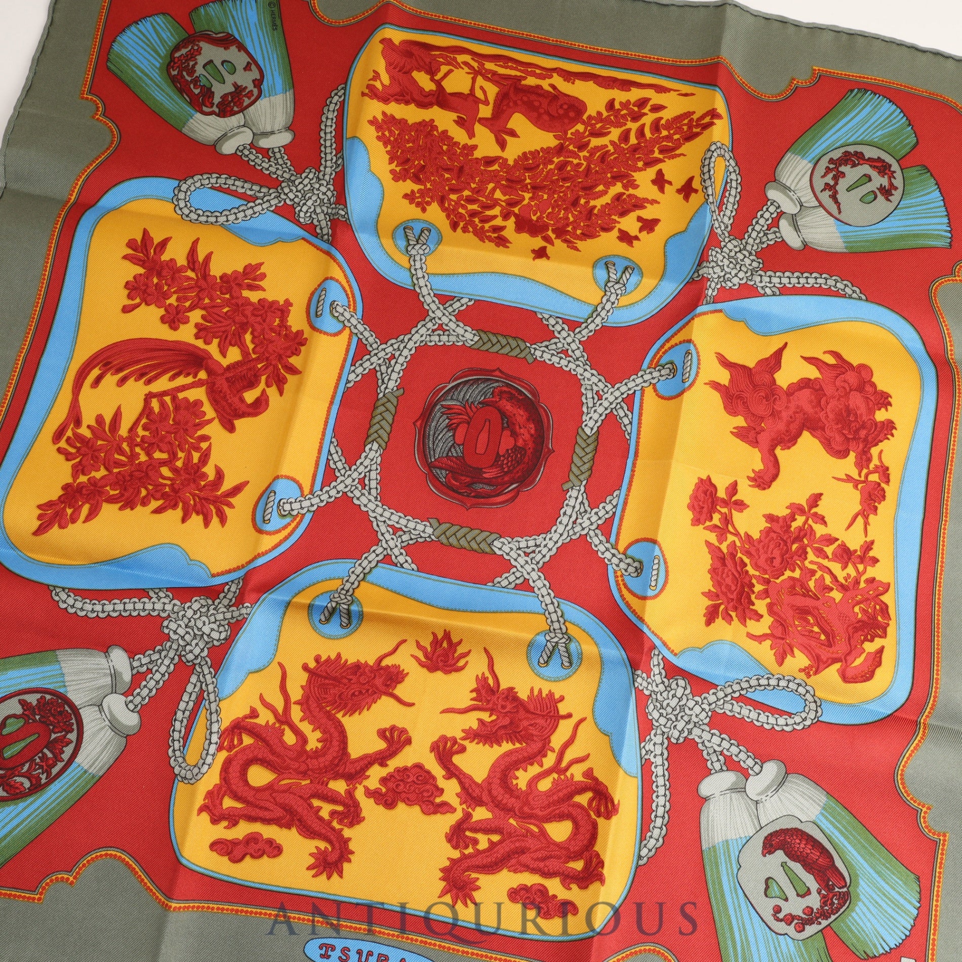 Hermes scarf Carre 45 Tsuba SILK 100%