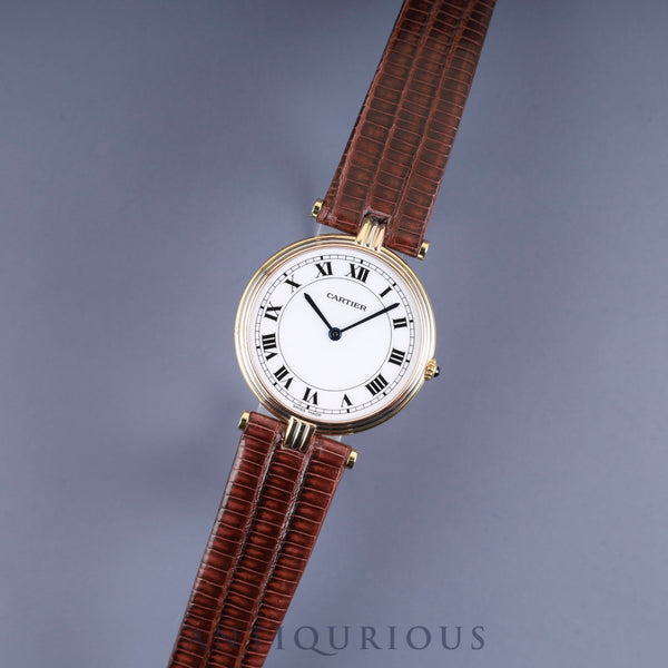 カルティエ ヴァンドーム VLC LM トリニティ 85533553 / 81003 クォーツ 750 革 純正尾錠（GP） ホワイトローマン文字盤 カルティエブティックにてコンプリートサービス（フルメンテナンス）済み